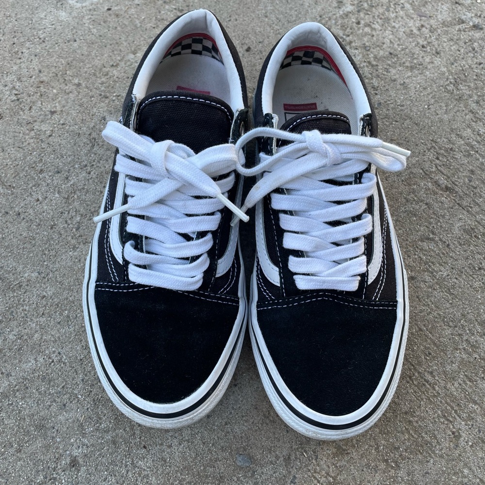 Vans Classic Black and White Lace-Up Shoes